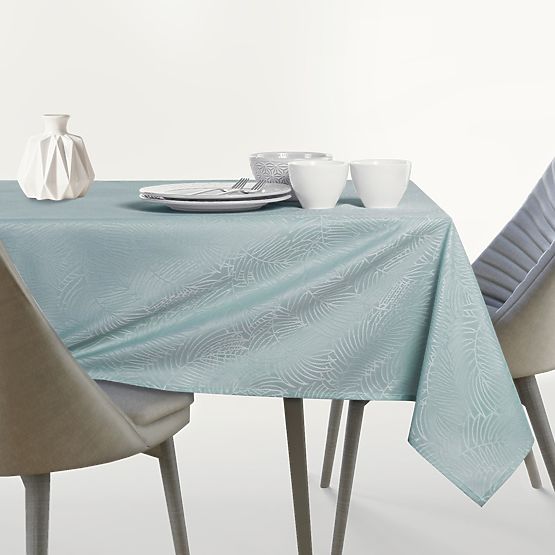 Nappe GAIA couleur menthe avec motif végétal embossé 140x180 ameliahome