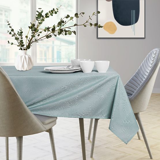 Nappe GAIA couleur menthe avec motif végétal embossé 140x180 ameliahome
