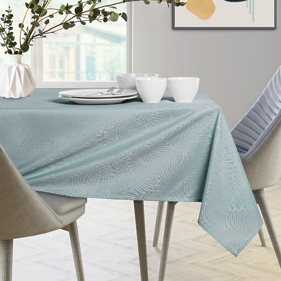 Nappe GAIA couleur menthe avec motif végétal embossé 140x180 ameliahome