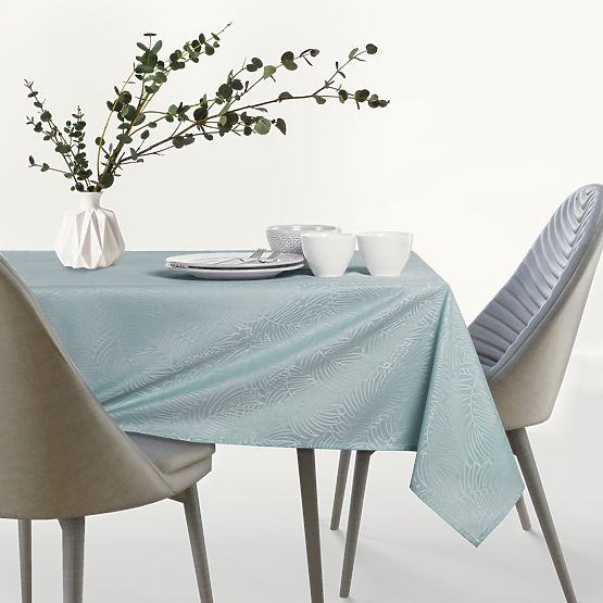 Nappe GAIA couleur menthe avec motif végétal embossé 140x180 ameliahome