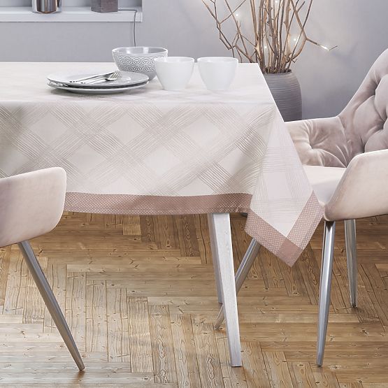 Nappe MILLUZA crème métallisée motif classique 110x160 ameliahome