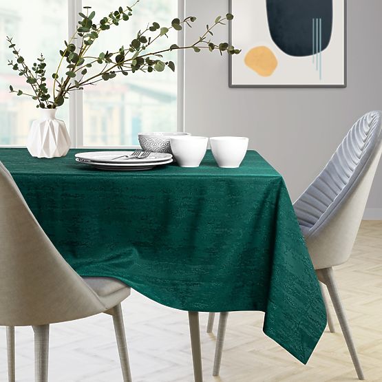Nappe VESTA couleur vert bouteille avec motif moderne embossé 30x140 ameliahome