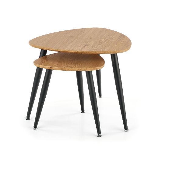 NICEA 2, ensemble de 2 tables en chêne doré/noir