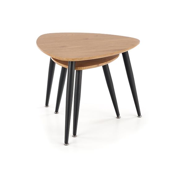 NICEA 2, ensemble de 2 tables en chêne doré/noir