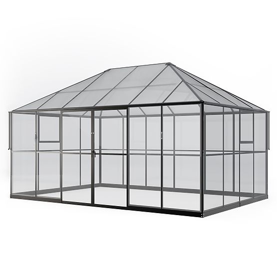Orangerie de jardin EcoGlass Gazebo Standard avec base 12 m² verre trempé 4 mm, polycarbonate 6 mm
