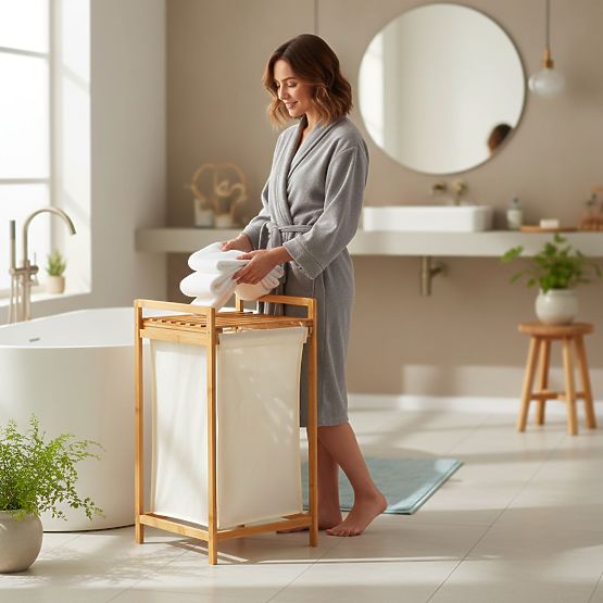 panier en bambou pour linge ou jouets HANOI 1 compartiment