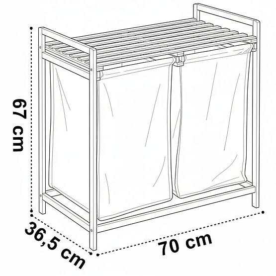 Panier en bambou pour linge ou jouets HANOI 2 compartiments