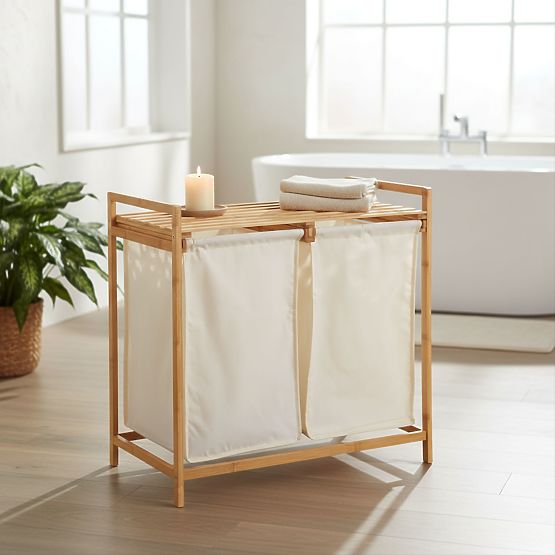 Panier en bambou pour linge ou jouets HANOI 2 compartiments