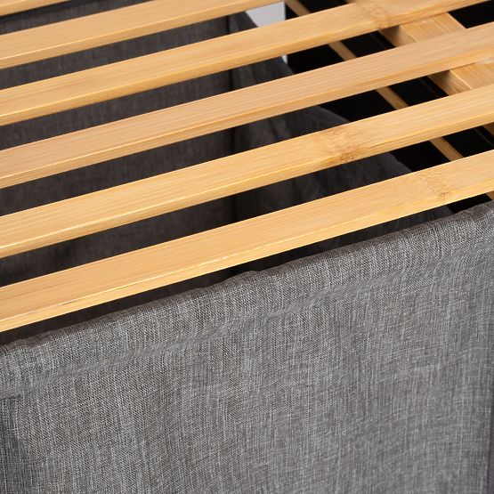 panier en bambou pour linge ou jouets HANOI BLACK 2 compartiments DUO COULEUR