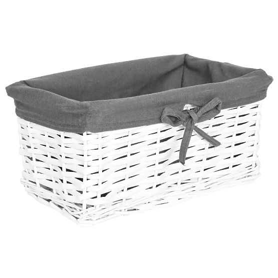 Panier en osier 30x20x15 cm - blanc et gris