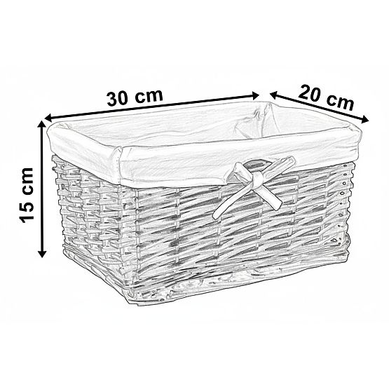 Panier en osier 30x20x15 cm - blanc et gris