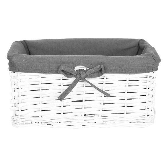 Panier en osier 30x20x15 cm - blanc et gris