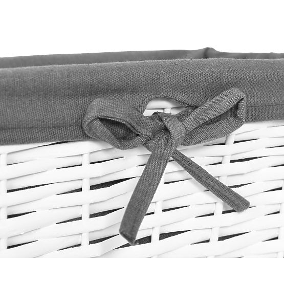Panier en osier 30x20x15 cm - blanc et gris