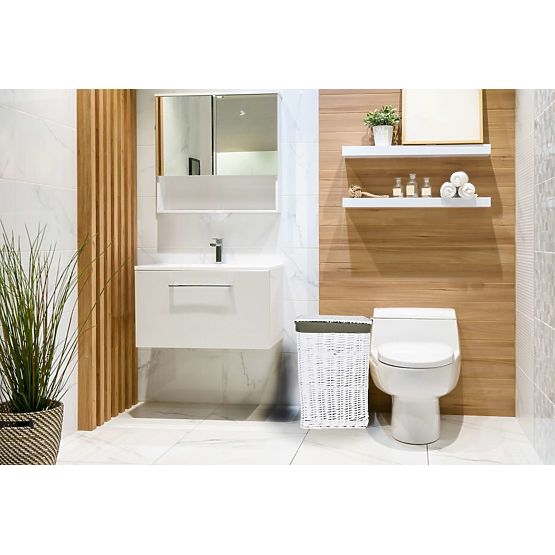 Panier en osier 40x30x60 cm - 72L - blanc-gris