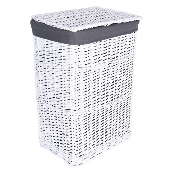 Panier en osier 48x36x66 cm - 114L - blanc-gris