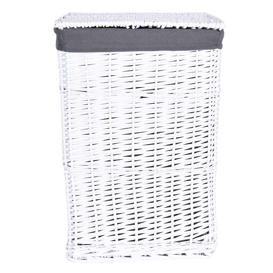 Panier en osier 48x36x66 cm - 114L - blanc-gris