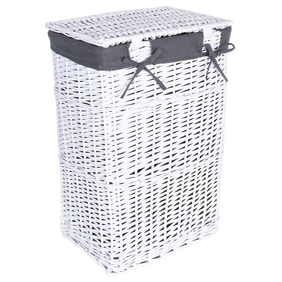 Panier en osier 48x36x66 cm - 114L - blanc-gris