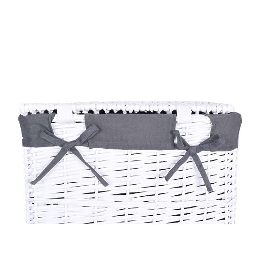 Panier en osier 48x36x66 cm - 114L - blanc-gris