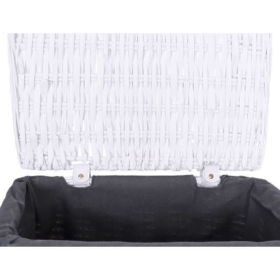 Panier en osier 48x36x66 cm - 114L - blanc-gris