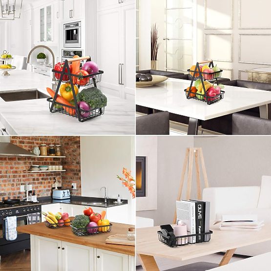 Panier à fruits PULOS 2 niveaux noir