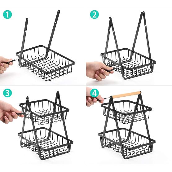 Panier à fruits PULOS 2 niveaux noir