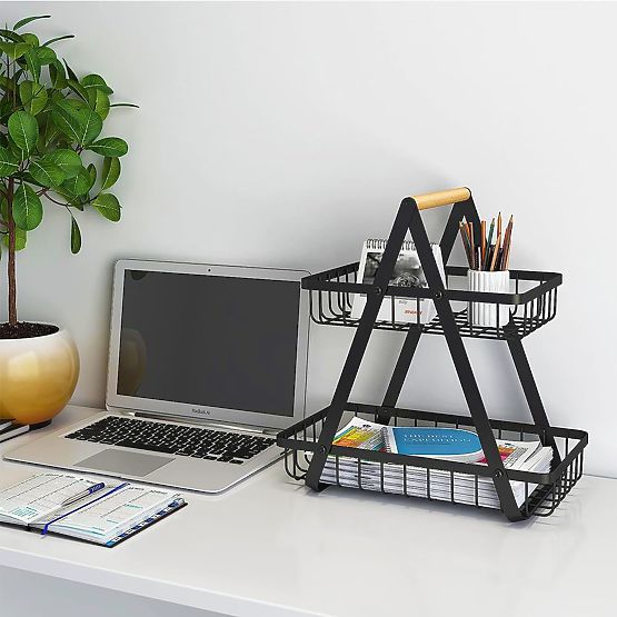 Panier à fruits PULOS 2 niveaux noir