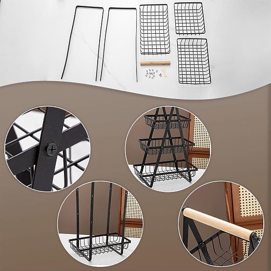 Panier à fruits PULOS 3 niveaux noir