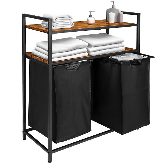 Panier à linge avec étagères 2 compartiments MIRUN