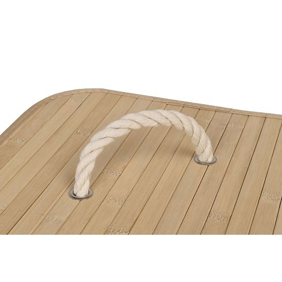 Panier à linge d'angle en bambou avec couvercle naturel 60L