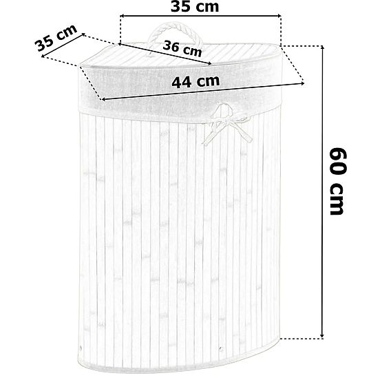 Panier à linge d'angle en bambou avec couvercle naturel 60L