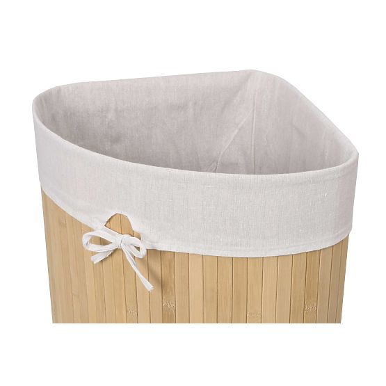 Panier à linge d'angle en bambou avec couvercle naturel 60L