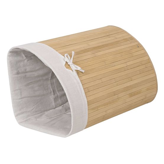 Panier à linge d'angle en bambou avec couvercle naturel 60L