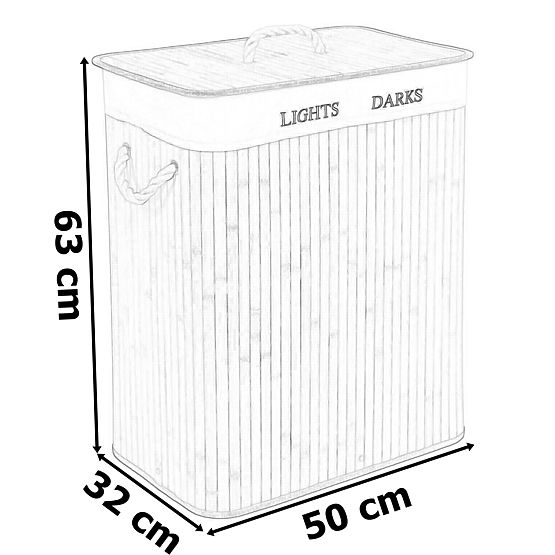 Panier à linge en bambou 2 compartiments noir FSC