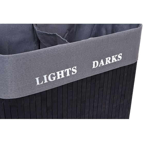 Panier à linge en bambou 2 compartiments noir FSC