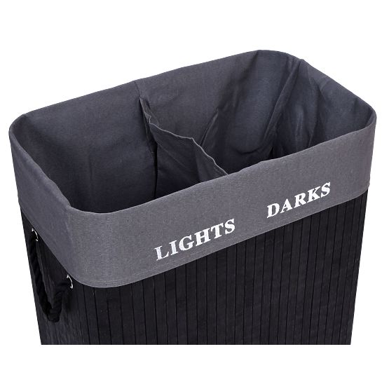 Panier à linge en bambou 2 compartiments noir FSC