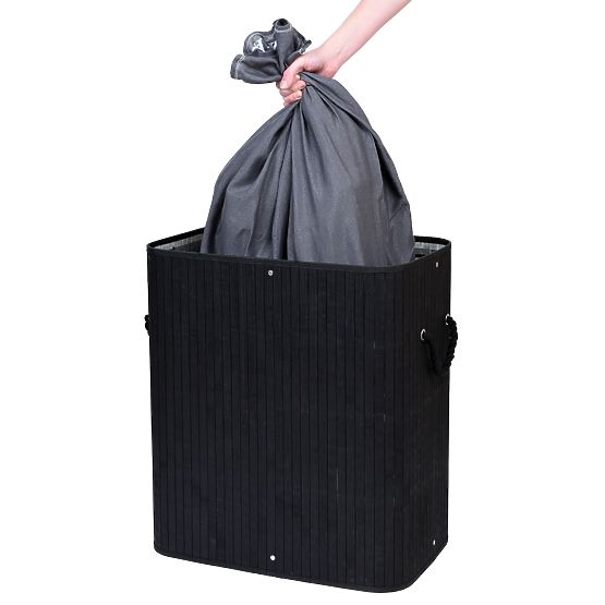 Panier à linge en bambou 2 compartiments noir FSC
