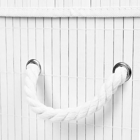 Panier à linge en bambou avec couvercle 100L blanc