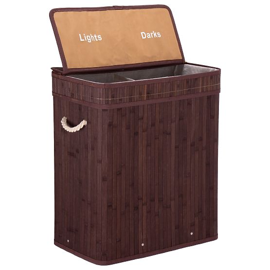 Panier à linge en bambou avec couvercle 100L wenge