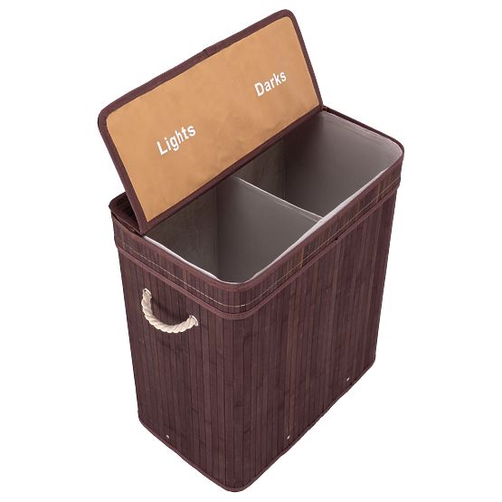 Panier à linge en bambou avec couvercle 100L wenge