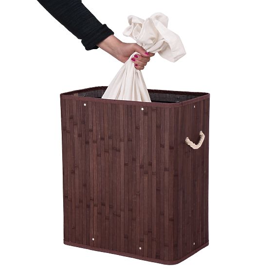Panier à linge en bambou avec couvercle 100L wenge