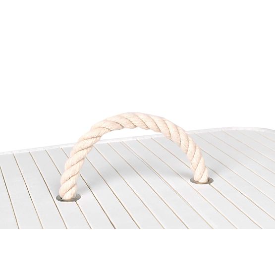 Panier à linge en bambou avec couvercle 80L blanc-gris