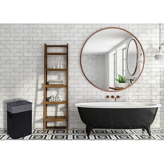 Panier à linge en bambou avec couvercle 80L noir-gris