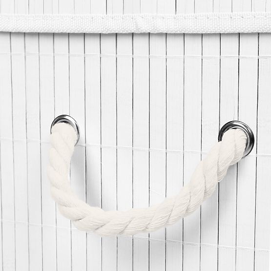 Panier à linge en bambou avec couvercle SOREN 80L blanc