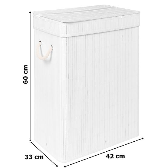 Panier à linge en bambou avec couvercle SOREN 80L blanc