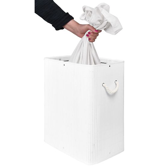 Panier à linge en bambou avec couvercle SOREN 80L blanc