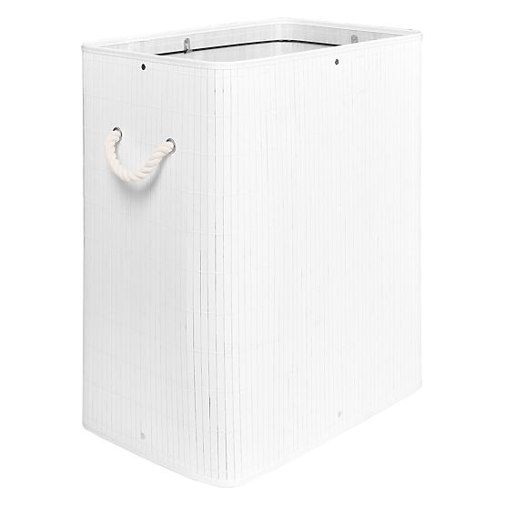 Panier à linge en bambou avec couvercle SOREN 80L blanc