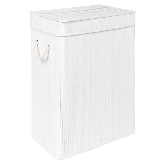 Panier à linge en bambou avec couvercle SOREN 80L blanc
