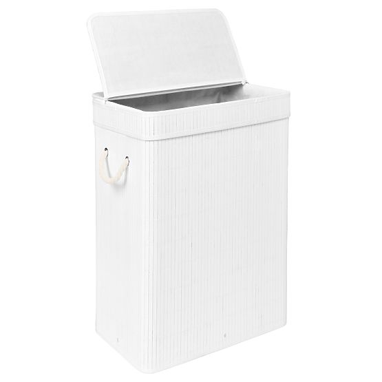 Panier à linge en bambou avec couvercle SOREN 80L blanc