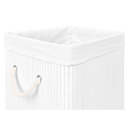Panier à linge en bambou avec couvercle SOREN 80L blanc