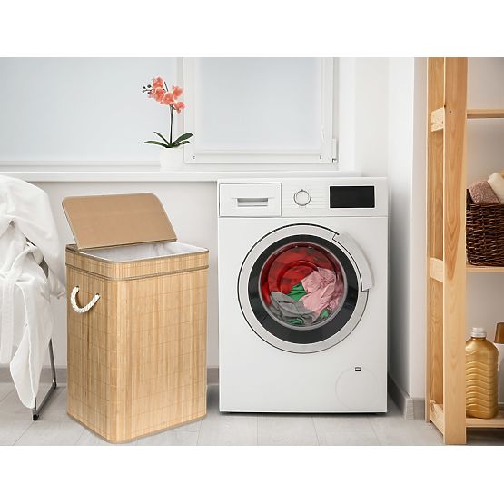 Panier à linge en bambou avec couvercle SOREN 80L naturel